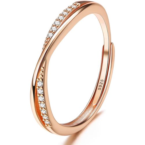 Kgabery-Bague Femme En Argent 925 Minimaliste Bague Zircone Cubique Bague Réglable Argent/Or/Or Rose Pour Mariage Fiançailles Anniversaire Alliance Bijoux Femme