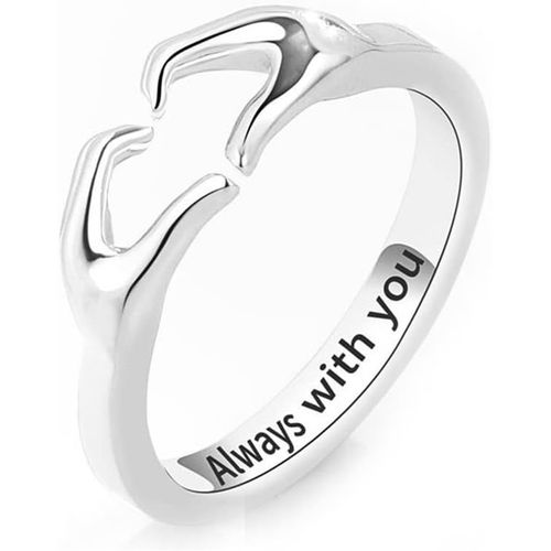 Kgabery-Bague Câlin,Bagues En Argent Pour Femmes Bague Femme Fiançailles Argent Étreignant Les Mains Bague Ajustable En Ouverte Coeur Bague Bijoux Mariage
