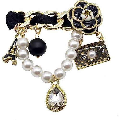 Kgabery-Broche Vintage Et À La Mode En Forme De Tour Eiffel Avec Perles Et Strass Pour Femme Mariage/Banquet,Métal