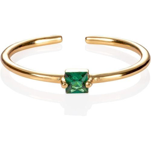 Kgabery-Bague Fine Reglable Pour Femme,Bague Ajustable Pour Femme Avec Une Pierre Carrée En Zirconia,Bague Or Femme Avec Une Pierre De Couleur,Bague Simple Pour Femme Et Jeune Fille