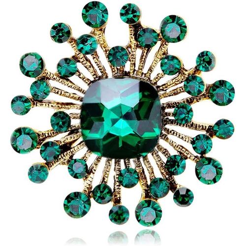 Kgabery-Broche Vintage En Forme De Fleur Avec Émeraude Synthétique Pour Femmes Et Filles Strass Et Cristal Pour Pull Écharpes Vestes Châle Robe Costume Chapeau Corsage Broche Tendance Cadeau Le Jour De Noël
