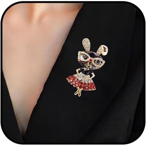 Kgabery-Broche Lapin En Strass Pour Femmes Filles Broches Lapin En Cristal Broche Animaux Etincelante Accessoires De Costume Fête Noël Graduation Pâques Fête Des Mères Cadeaux