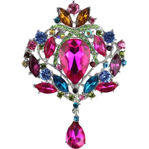 Kgabery-Broche En Cristal Synthétique Pour Femme Avec Fleur Brillante En Forme De Goutte D'eau