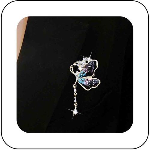 Kgabery-Broche Papillon En Cristal Broche Papillon En Strass Broche Aile De Papillon Creux Broche Goutte En Cristal Broche Animaux Insectes Badge Corsage Bijoux Pour Femmes(Vert)