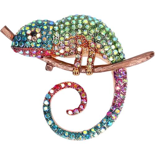 Kgabery-Broches En Cristal Pour Femmes,5cm Broches Épingles En Lézard Colorées,Broche En Cristal Vetement De Pull Et Châle,Bijoux Attrayants De Chance Fête Accrocheurs Pour Robe Chemise Clips (Vert)