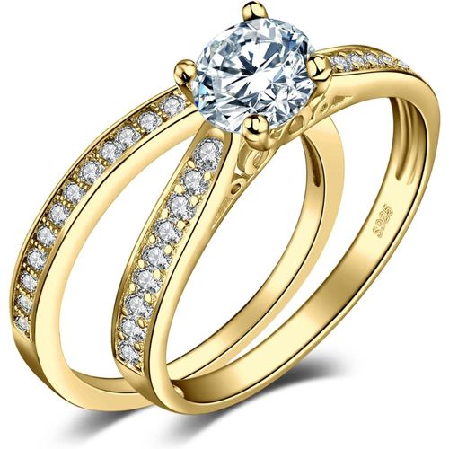 Kgabery-1.3ct Zircone Cubique Solitaire Bague Femme Argent 925 Plaqué Or Jaune Plaqué Or Rose,Lot De Bague De Fiançailles Femme,Bagues Anniversaire Mariage Promise Alliance,Bijoux Femme