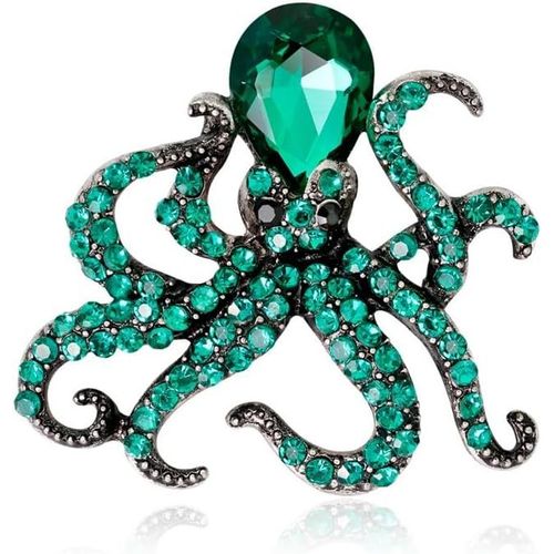 Kgabery-Broche En Strass-Motif Pieuvre-Multicolore-Style Océan-Vintage-Pour Femme-Pour Banquet-Argenté