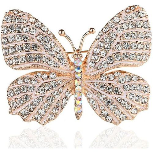 Kgabery-Broche Élégante En Forme De Papillon En Cristal Et Strass Pour Mariage-Pour Femmes Et Filles-Noir/Blanc