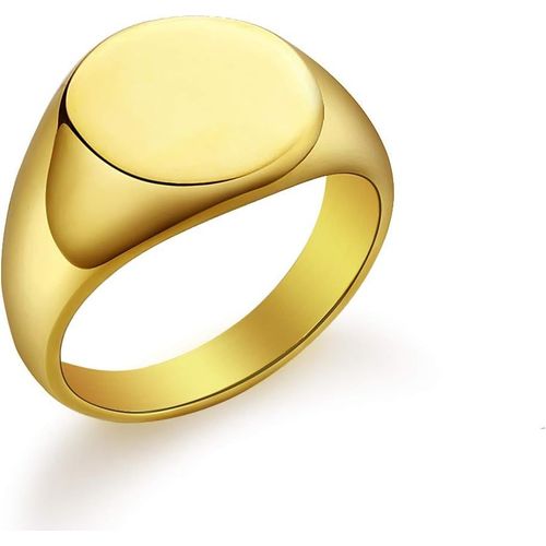 Kgabery-Bague Ronde Homme Femme Acier Inoxydable/Oro Bague Poli Personnalisée Chevalière Taille 49 À 70