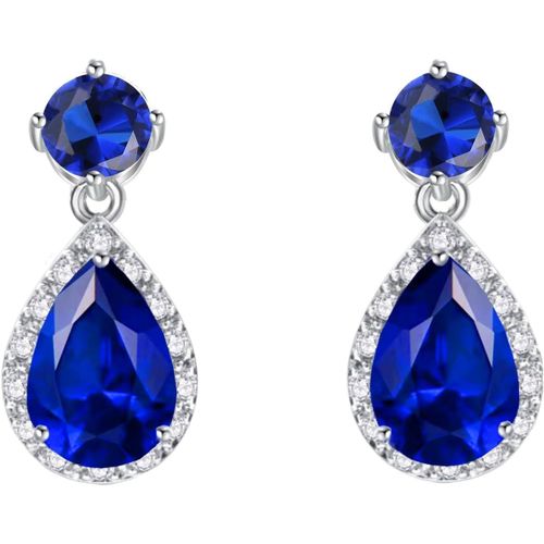 Kgabery-Boucles D'oreilles Pendantes Pendantes|Boucles D'oreilles En Forme De Larme En Cristal Plaqué Or Blanc Goutte D'eau De Pierres Précieuses|Bijoux En Argent Pour Maman Femme