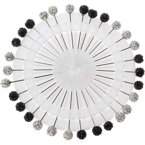 Kgabery-30pcs Musulman Hijab Écharpe De Sécurité Broches Strass Boule Broche Tête Droite Broche