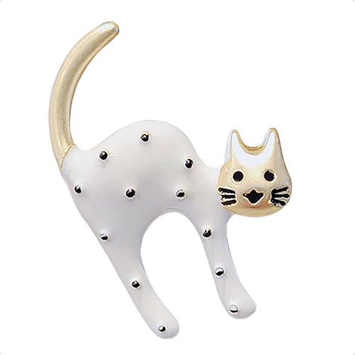 Kgabery-Broches Pour Femmes,Chat Broche Femme Vetement Decollete,Chaton Broche Bijoux Mini Vintage,Animal Broche Pince Veste Pull Pour Femmes Vêtements Sacs À Dos Décor Mariage Noël (Blanc/Noir)