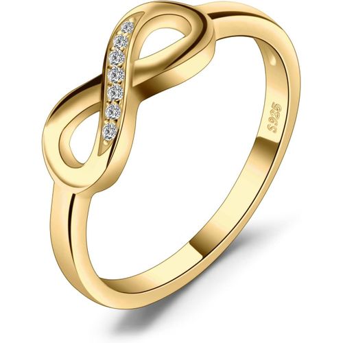Kgabery-Zircone Cubique Infini Bague Femme Argent 925,Bague De Fiançailles Femme Plaqué Or Jaune,Bagues Anniversaire Plaqué Or Rose Mariage Promise Alliance,Bijoux Femme