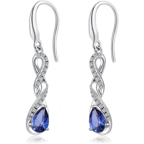 Kgabery-Boucle Doreilles Femme Pendante 18k Plaqué Or Blanc Boucle D'oreille Argent Pendante,Boucles Oreilles Femme Diamant Sterling 925,Boucles D'oreilles Pendantes Infini Pour Femmes Filles
