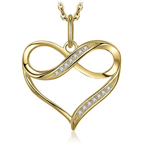 Kgabery-Infini Pendentif Amour Coeur Cubique Zircon En Argent 925
