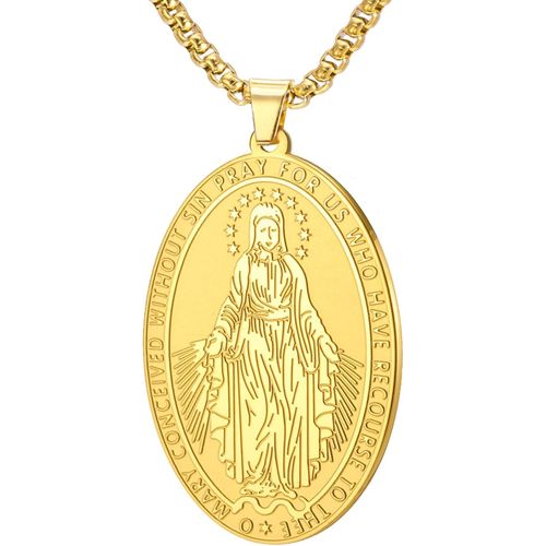 Kgabery-Collier Chapelet Unique De La Vierge Marie Pendentif Chaîne Boîte Mère Marie Bijoux D'amulette De Foi Religieuse Pour Hommes Et Femmes