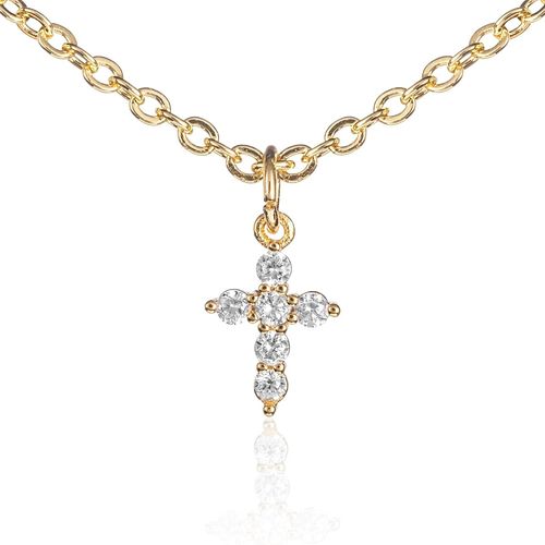 Kgabery-Collier Croix Pour Femme Et Jeune Fille,Mignon Petit Collier Pendentif Croix Pour Femme,Chaîne Et Pendentif En Croix Avec Pierres En Zircon,Bijoux Femme Avec Pochette Cadeau