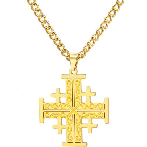 Kgabery-Jérusalem Croisés Croisés Croisés Chevaliers Templiers Croix Pendentif Médaillon Disque Grec Religieux Bijoux Prière Déclaration Baptême Cadeau Femmes Hommes