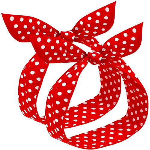 Kgabery-2 Pièces Bandeaux À Pois D'halloween Pour Filles Et Femmes Bandeau Bandana Rétro Des Années 50 Bandeau De Fil Vintage Bandeau De Noël (Rouge)
