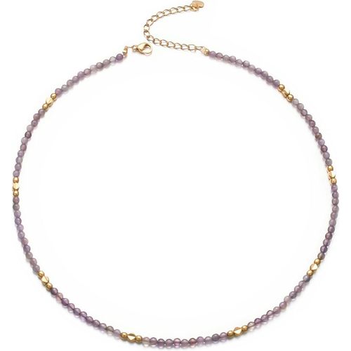 Kgabery-Pierre Précieuse Naturelle Halskette Collier Femme Doré Boho Chaîne Ras Du Cou Court Perles En Acier Inoxydable Pierre Fossile Été Plage Fait À La Main Réglable 37 Cm Bijoux Cadeaux