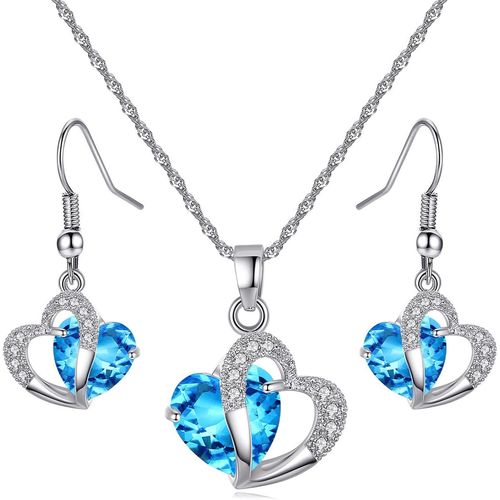 Kgabery-Parures De Bijoux Pour Femmes Parure Collier Boucles D'oreilles Zirconia Cubique Bijoux Pour Mariage De Mariée