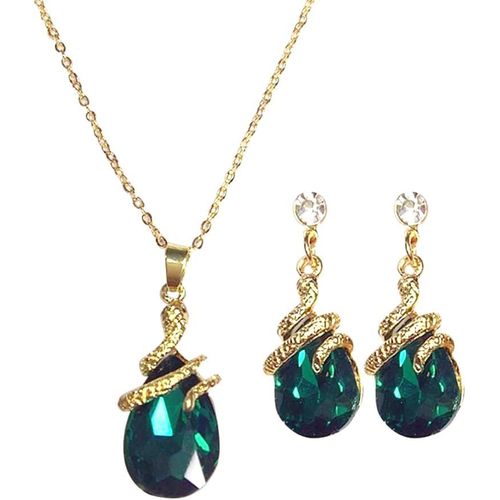 Kgabery-Parure Collier Et Boucles D'oreilles Femme Mariage Gold Bijoux Pour Femme Collier Et Boucle D'oreille Serpent Goutte D'eau Pendentif Bijoux Cadeaux Demoiselle D'honneur Fantaisie Cadeau Bijoux