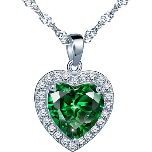 Kgabery-Collier Femme Fille En Argent 925,Pendentif Coeur Océan,Collier C?ur Orné Zircon,Brillant Et Élégant,Cadeau De Noël Anniversaire
