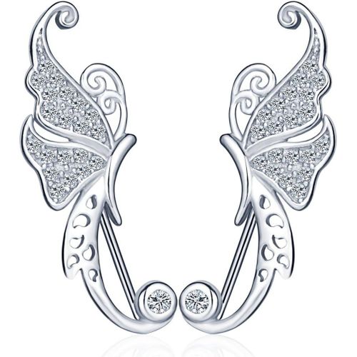 Kgabery-Infinite U Boucles D'oreilles En Platine Plaquées Argent 925 Pour Femme,Clip D'oreille Papillon,Incrusté De Zircon,Boucles D'oreilles Grimpantes,Cadeau Pour Anniversaire