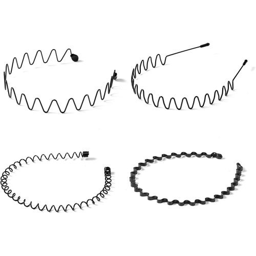 Kgabery-4 Pcs Serre Tete Femme,Serre Tete Homme,Bandeaux Ondulés Unisexes,Antidérapant Hoop Band Convient Pour L'extérieur,Le Yoga,Le Sport,Le Maquillage,Le Coiffage