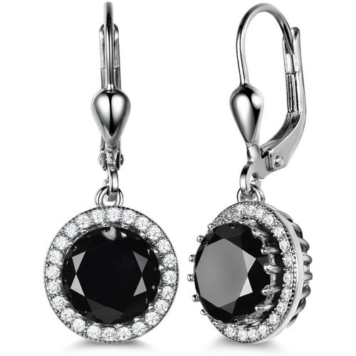 Kgabery-Boucles D'oreilles Pendantes Argent Fin 925 Pendentif Rond De Cristal Zircone Pour Mariage,Fête,Soirée