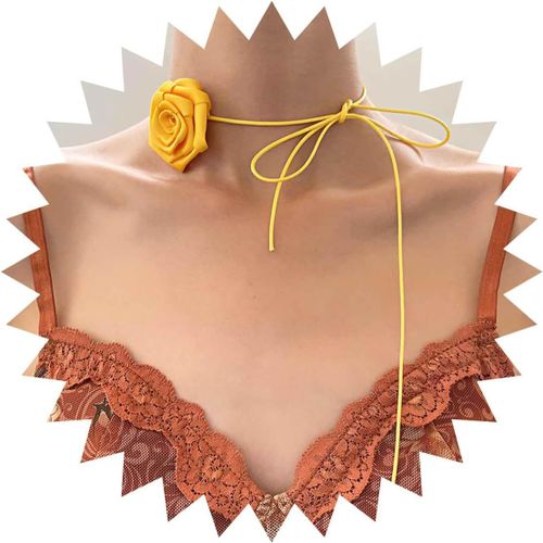 Kgabery-Collier Ras Du Cou Gothique À Fleurs Collier Noir À Fleurs Roses Long Ruban Floral Collier À Lacets Ruban Fin N?ud Papillon Collier Ras Du Cou Cosplay Bijoux Fantaisie Pour Femmes Filles