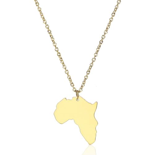 Kgabery-Collier Femme Pendentif Carte De L'afrique En Acier Inoxidable 2x2.4cm,Collier Court 45+5cm Fantaisie
