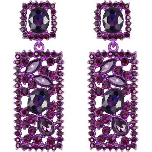 Kgabery-Boucles D'oreilles Pendant Femme Pendentif Orthogone Cristal Strass Cadeau