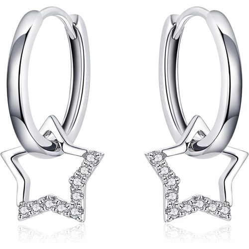 Kgabery-Argent Sterling 925 Boucle D'oreille À Anneaux Étoile Pour Femme Pétillant Charme Cz Petits Cerceaux Huggie Hypoallergénique Boucle D'oreille Cadeau D'anniversaire Pour Les Filles Adolescentes