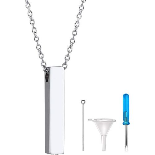 Kgabery-Femme Collier Urne Funéraire En Acier Inoxydable/Plaqué Or,Pendentif Colonne Avec Chaîne De 50+5cm Pour Cendres Crémation
