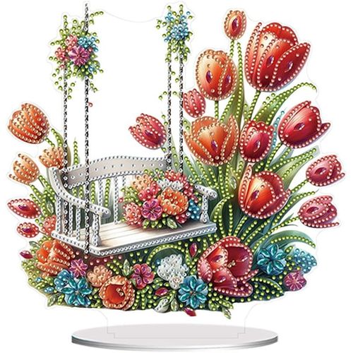 Kit De Peinture Diamant 5d Pour Table, Tulipe Pivotante, Kit De Peinture Diamant En Cristal De Forme Spéciale Pour Adultes, Kit De Table À Faire Soi-Même, Peinture De Pierres Précieuses, Double F