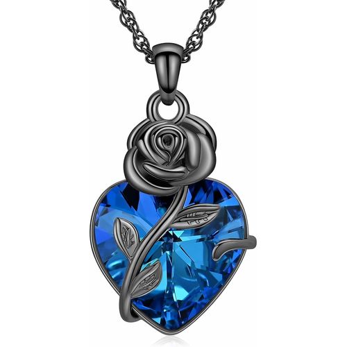 Collier Urne Funéraire En Forme De C?Ur Et De Fleur De Rose Pour Cendres, Bijoux Pour Femmes Et Hommes, Pendentif Commémoratif Pour Cendres Humaines
