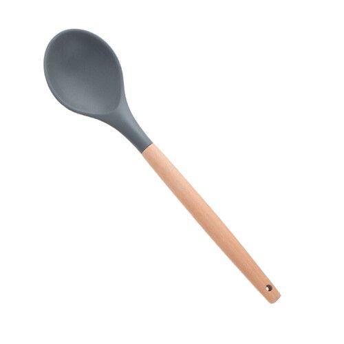 Silicone manche en bois spatule résistant à la chaleur louche à