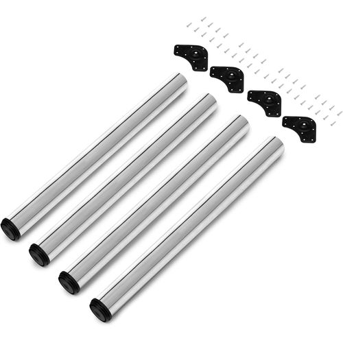 Pieds De Table Réglables Ø60x710mm, Set De 4 Pieds De Table En Acier, Réglage En Hauteur 710-730mm, Chromé[Jia5288273]