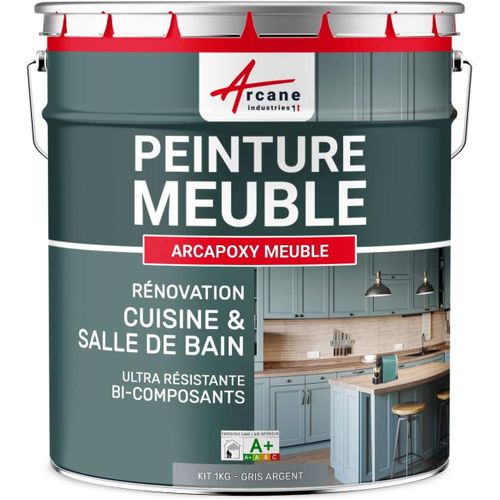 Peinture Meuble Cuisine, Salle De Bain - Résine Epoxy Bi-Composant - Arcapoxy Meuble 1 Kg (Jusqu'À 12 M² En 2 Couches) - Gris Argent - Ral 7001 -[JIA5286936]