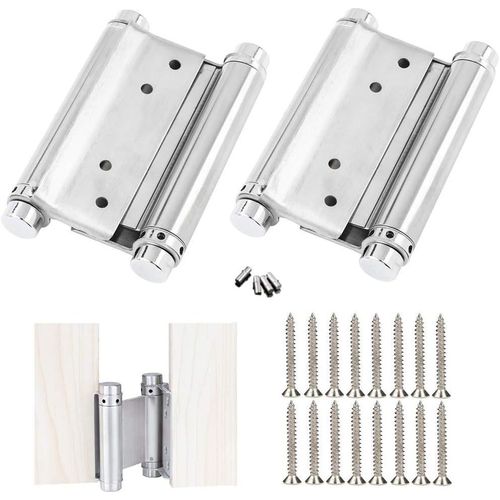 2 Pcs Charnières Porte En Acier Inox Paumelle Porte De Doule Action Charniere Meuble Charnières À Ressort À Visser Charniere Porte Battante Pour Saloon Café Bar Double Porte(3 Inch[Jia5287761]