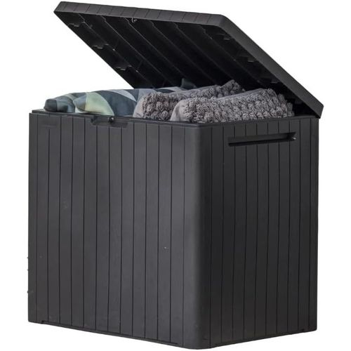 City Boîte De Terrasse En Résine Pour Meubles De Terrasse, Accessoires De Piscine Et Rangement Pour Jouets D'Extérieur, Gris Foncé 100 L[JIA5287009]