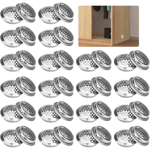 30 Pcs Grille D'Aération Ronde 35Mm Grille D'Évacuation Ventilation Grille De Ventilation Inox Grille De Ventilation Ronde Grille D'Aération Trou Pour Meuble, Cuisine, Armoire, Pla[JIA5288440]