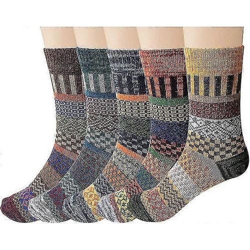 5 Paires Dames Chaussettes D¿Hiver Respirant Chaussettes Douces, Laine Chaussettes Épaisses Chaussettes Colorées Cadeaux De Noël Pour Femmes