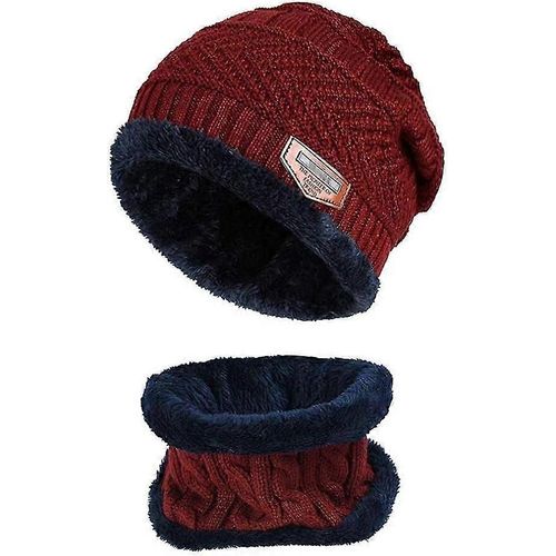 2 Pièces Doux Épais Chaud Chapeaux Polaire Ski Skull Caps Bonnets D¿Hiver Avec Écharpe Ensemble Pour Hommes Et Femmes