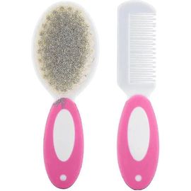 Ensemble De Brosse Et De Peigne Pour Tout-Petits En Plastique Confortable Et Sûr Pour Bébé Enfant Brosse Et Peigne Ensemble, Idéal Pour Le Masseur De Tête De Douche Pour Nouveau-Né (Rose) (2pcs)