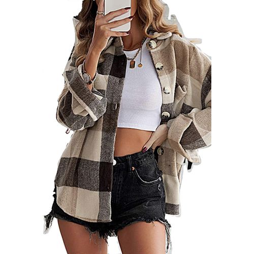 Chemise Femme Veste À Carreaux Chemise À Manches Longues Chemise Blouse Manteau Flanelle Veste