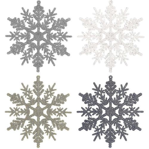 Décorations de Noël en flocons de neige, 10cm (or, argent, bleu, blanc)