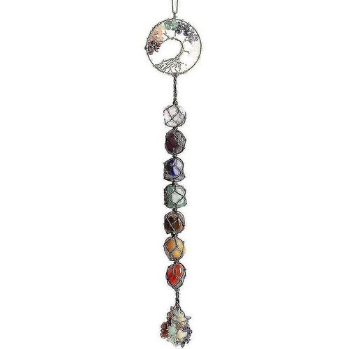 Sxbd Arbre de Vie Chakra Pierres Cristaux de Guérison Feng Shui Ornement Suspendu 7 Chakra Ornement Mural Méditation H