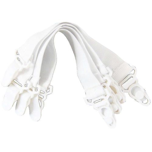 Lot De 4 Couvre-Lit Élastique Drap Couvre-Lits, Brancards, Clés, Sangles, Passoires, Blanc